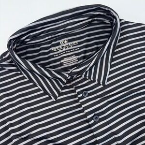 Rorie Whelan Golf Mens XXL Polo Shirt Black Grey Striped ShortSleeve Performance